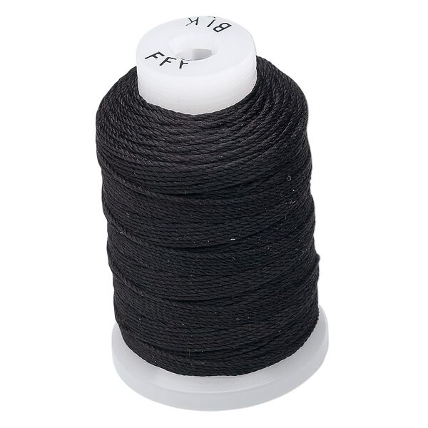 Thread, Purely Silk&trade;, 3-ply, black, size FFF. Sold per 92-yard spool. image number 0