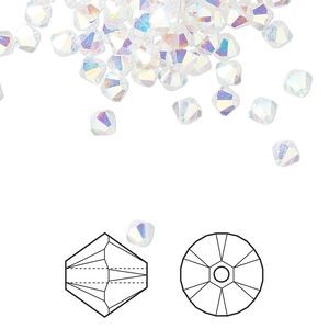 Bead 1440pk crystal AB 2X, Swarovski&reg; 4mm XILION bicone 5328