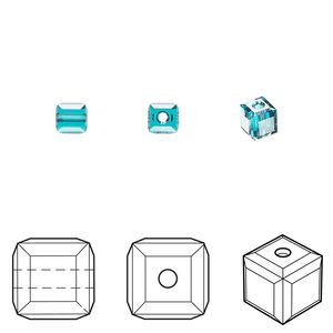 Bead 288pk blue zircon, Swarovski&reg; 4mm cube 5601