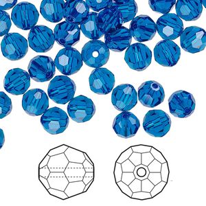 Bead 144pk Capri blue, Crystal Passions&reg; 6mm round 5000