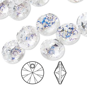 Drop 12pk crystal white patina, Crystal Passions&reg; 12mm pendant mini disk 6428