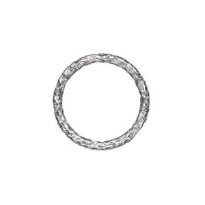 Jump ring 1pkg1 sterling silver, 18mm closed hammered round, 12 gauge / 14.2mm inside diameter / antiqued