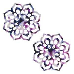 Focal, resin, purple / dark purple / white, 50mm flower with cutouts. Sold per pkg of 2.