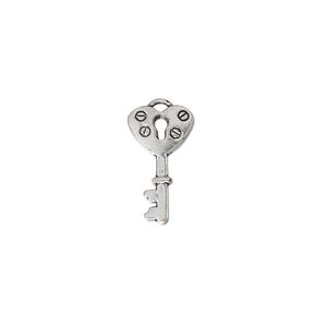 Charm, antique silver-plated "pewter" (zinc-based alloy), 19.5x10mm double-sided key. Sold per pkg of 20.