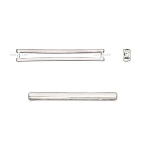 Bead, Delica&reg;, bead frame, pewter, pkg/2, 26.5x3.5mm fits size 11/0 Delica seed beads setting rectangle, silver-plated (F0525/S).