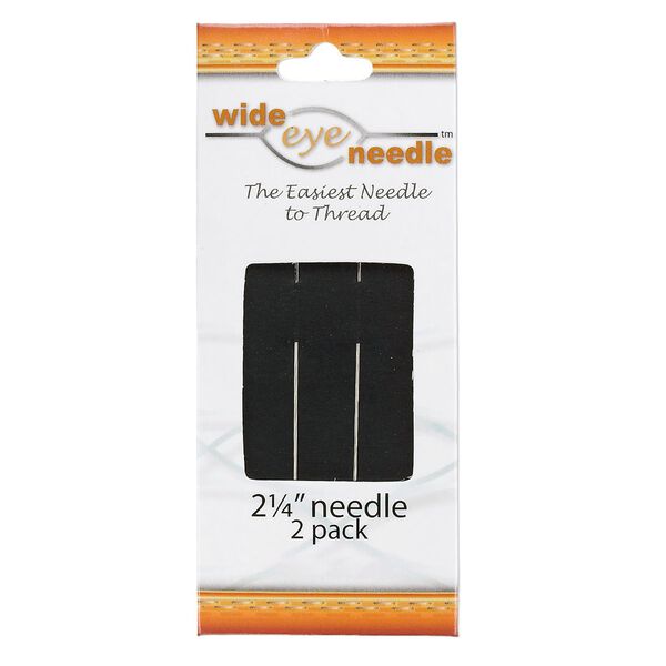 Needle, Wide-Eye Needle&trade;, flexible, nickel-plated carbon steel, #12 medium, 2-1/4 inches with dual end-points. Sold per pkg of 2. image number 0