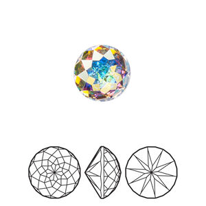Round stone 72pk crystal foil back AB, Swarovski&reg; 12mm brilliant round rhinestone chaton 1400