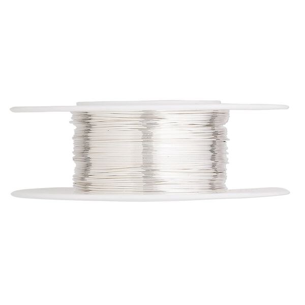 Wire, Argentium&reg; silver, dead-soft, round, 26 gauge. Sold per pkg of 5 feet. image number 0