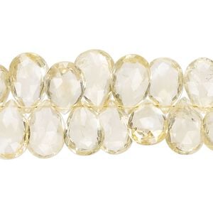 Citrine 1pkg1, hand-cut top-drilled faceted puffed teardrop bead 8 inch graduated 10x7mm-14x9mm