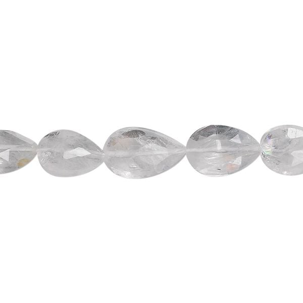 Rainbow moonstone 1pkg1, hand-cut flat faceted teardrop bead natural 15.5-16 inch 9x7mm image number 0