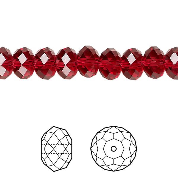 Bead 288pk scarlet, Swarovski&reg; 8x6mm rondelle 5040 image number 0