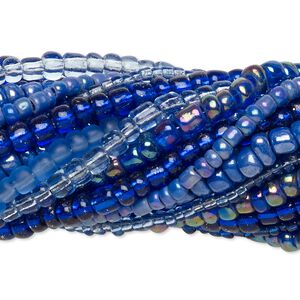 Seed bead mix, glass, pkg/(20)14inch, #6 round, mixed mixed colors.