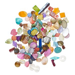 Mother-of-pearl shell 1pkg3oz, mixed shapes bead mix mixed colors 7x5mm-21x13mm