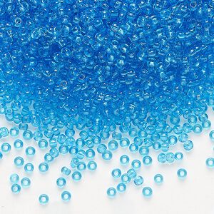 Seed bead, Preciosa Ornela, glass, transparent aquamarine, #11 rocaille. Sold per 500-gram pkg.
