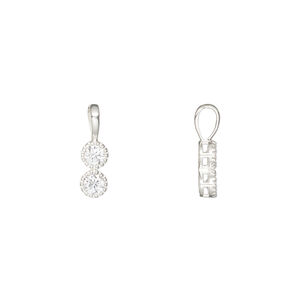 Pendant 1pkg1, sterling silver and cubic zirconia, clear, 8.5x4mm double round.