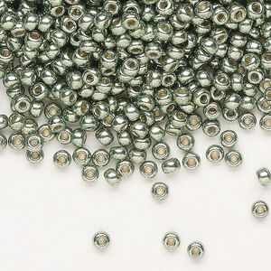 Seed bead, Miyuki 1pkg50g glass, #8 rocaille, Duracoat&reg; opaque galvanized sea green / outside dyed (RR-4215)