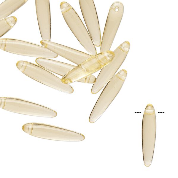 Bead, Preciosa Thorn&trade;, Czech pressed glass, transparent citrine yellow, 16x4mm top-drilled thorn. Sold per pkg of 20. image number 0