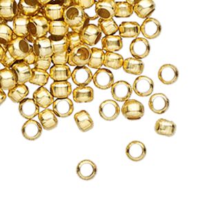 Crimp 1pkg100 gold-finished, 2.5mm round / 1.5mm inside diameter, brass