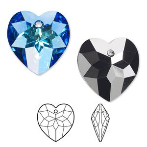 Drop 72pk crystal Bermuda blue P, Swarovski&reg; 18x17mm pendant heart 6215