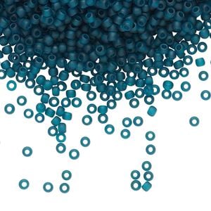 Seed bead, TOHO BEADS&reg;, glass, pkg/50g, #11 round, translucent frosted teal (TR-11-7BDF).