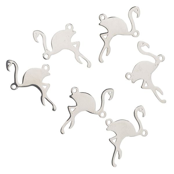 Link, stainless steel, 25x13mm flamingo. Sold per pkg of 6. image number 0