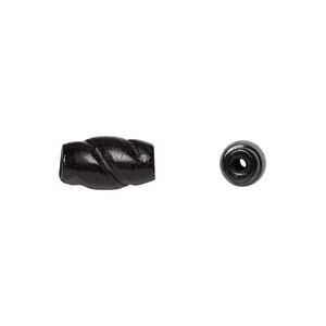 Bead, bone (dyed), black, 12x8mm-13x8mm hand-carved spiral hairpipe, Mohs hardness 2-1/2. Sold per pkg of 20.