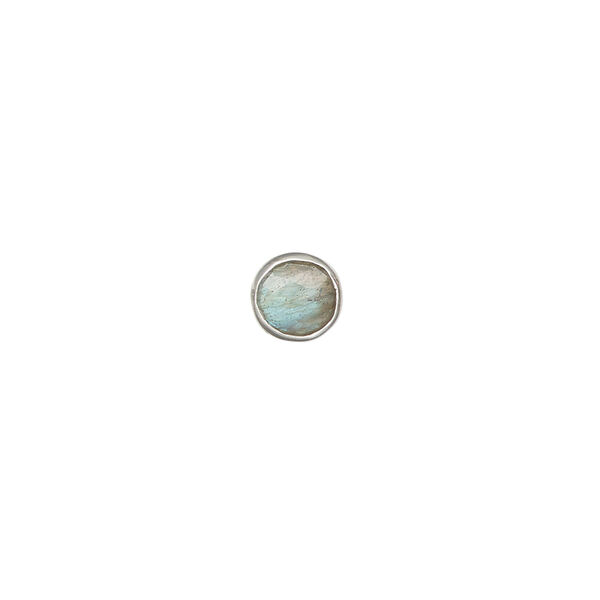 Bead 1pkg1, labradorite (natural) and sterling silver, 6.5mm , top-drilled double-sided faceted flat round. image number 0