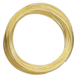 Memory wire, Beadalon&reg;, gold-plated carbon steel, 2-inch round bracelet, 0.65mm thick. Sold per 1-ounce pkg, approximately 70 loops.