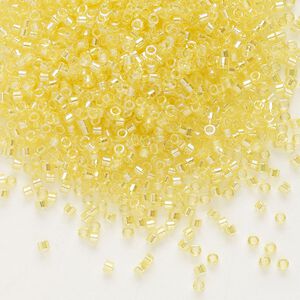 Seed bead, Delica&reg;, glass, pkg/7.5g, #11 round, translucent rainbow yellow (DB-0171).