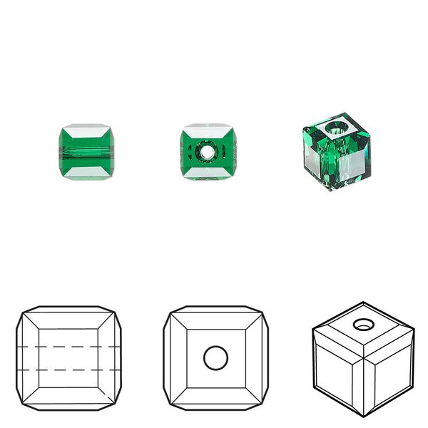 Bead 144pk majestic green, Swarovski&reg; 6mm cube 5601 image number 0