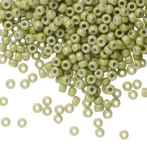 Seed bead, Miyuki, glass, pkg/250g, #8 rocaille, Duracoat&reg; opaque outside dyed fennel, (RR-4473).