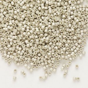 Seed bead, Delica&reg;, glass, pkg/50g, #11 round, opaque matte galvanized silver (DB-0335).
