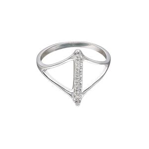 Ring, Create Compliments&reg;, cubic zirconia and sterling silver, clear, 17mm wide, size 9. Sold individually.