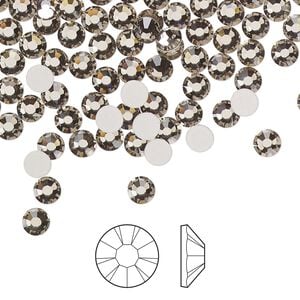 Flat back 144pk black diamond foil back, Preciosa MAXIMA Czech crystal rhinestone 3.8-4mm chaton rose round SS16