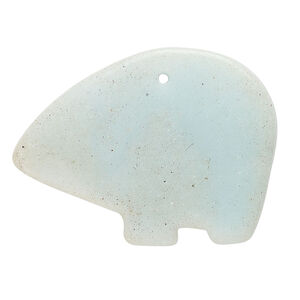 Amazonite 1pkg1, top-drilled or half-drilled Zuni-style bear focal natural, 39x25mm-43x30mm