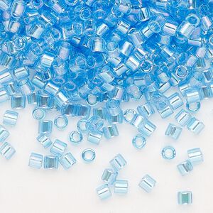 Seed bead, Delica&reg;, glass, pkg/7.5g, #8 round, translucent rainbow aqua (DBL-0176).