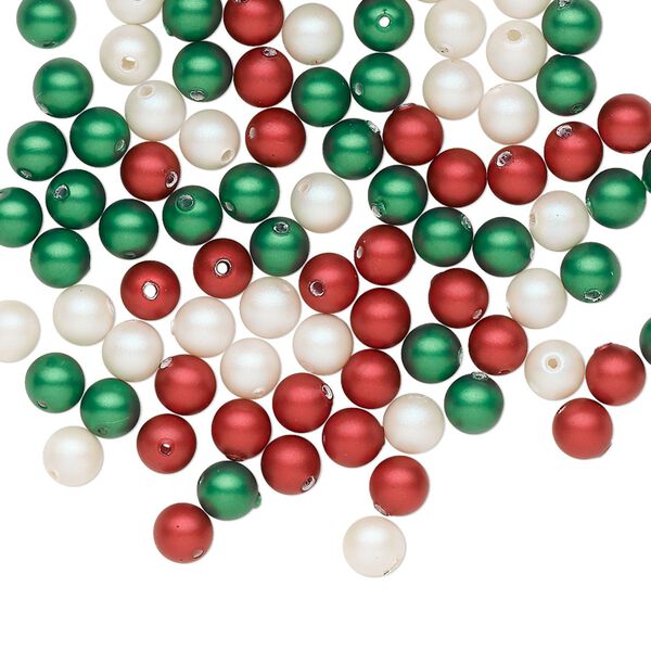 Bead, Crystal Passions&reg;, crystal pearl, Christmas, 4mm round. Sold per pkg of 100. image number 0