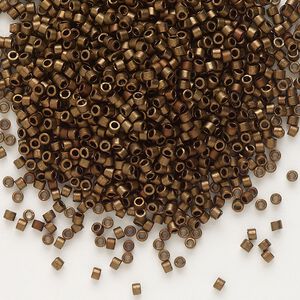 Seed bead, Delica&reg;, glass, pkg/7.5g, #11 round, opaque matte metallic gold iris bronze (DB-1051).