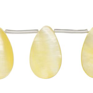 Mother-of-pearl shell 1pkg1, top-drilled flat teardrop bead 14 inch yellow 24x5mm-29x9mm