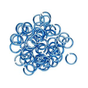 Jump ring 1pkg50 brass, 6mm round, 20 gauge / 4.4mm inside diameter / electrocoated blue