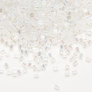Seed bead, Miyuki, glass, pkg/7.5g, #11 2-cut hex, translucent rainbow clear (HEX-250).