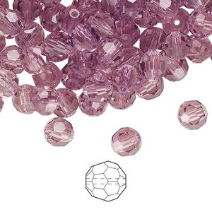 Bead 24pk light amethyst, Preciosa Czech crystal 6mm round
