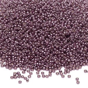 Seed bead, Miyuki 1pkg250g glass, #15 rocaille, Duracoat&reg; opaque galvanized eggplant / outside dyed (RR-4220)