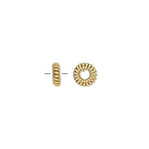 Bead 1pkg50 gold-finished, 7x2mm twisted rondelle, copper