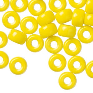 Bead, Czech pressed glass 1pkg60, opaque yellow, 9x6mm crow.