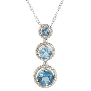 Necklace, Create Compliments&reg;, London blue topaz (irradiated) and sterling silver, 31x11.5mm dangle, 18 inches with 2-inch extender chain and lobster claw clasp. Sold individually.