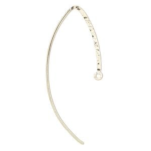 Ear wire 1pkg2 14Kt gold-filled, 25mm textured flat marquise / closed loop, 20 gauge 1 pair