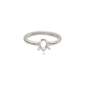 Ring, Sure-Set&trade;, sterling silver, 7x5mm 6-prong oval basket setting, size 6. Sold individually.