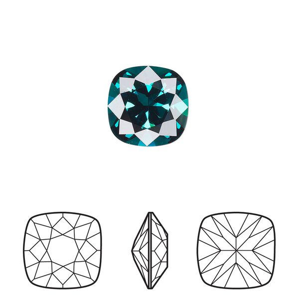 Fancy stone 72pk emerald foil back, Swarovski&reg; 12mm cushion 4470 image number 0