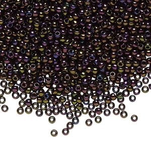 Seed bead, TOHO BEADS&reg;, glass, pkg/50g, #11 round, opaque metallic iris purple (TR-11-85).